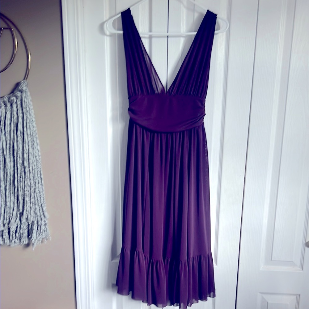 Zara Plum V-Neck midi dress size 28 euro/M
